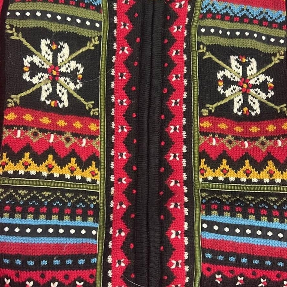 Embroidered Knit Jacket Front Panel - Black, Red, Green, Yellow, Blue